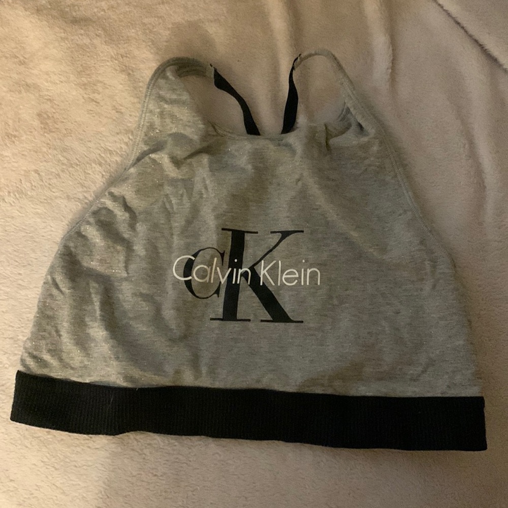 Calvin Klein sports bra with light shimmer.